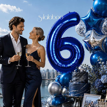 40 Inch Navy Blue Big Number 6 Balloon 0-9 Large Helium | Royal Blue 6th Foil - Image 5