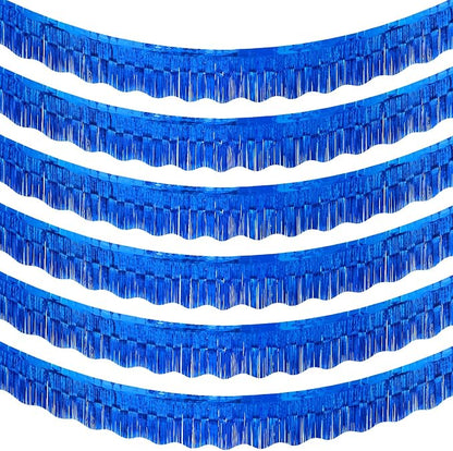 LOLStar Sapphire Blue Foil Fringe Tinsel Garland, Streamers Banner, 6 Pack | by LOLSTAR