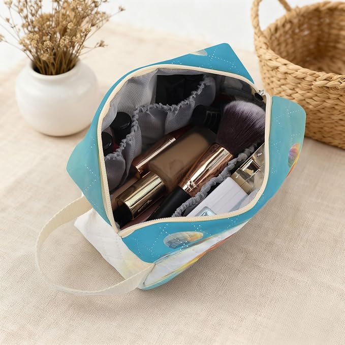 Hot Air Balloon Printed Quilted Cosmetic Bag | Velvety Polyester Interior - Image 4