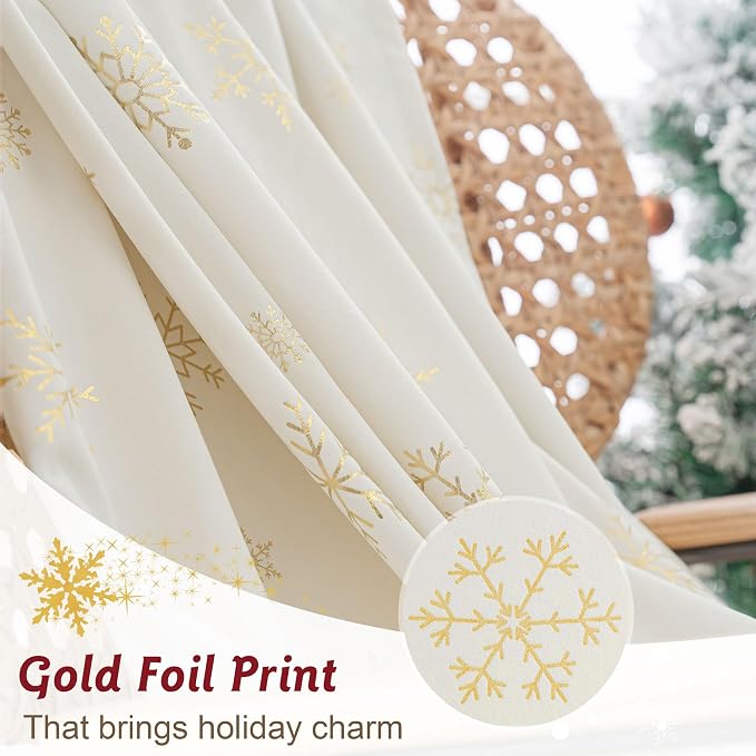Beauoop Christmas Cream Velvet Curtains - Image 7