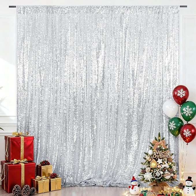 Eternal Beauty Silver 3mm Sequin Backdrop 8x8 Ft - Image 2