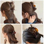 Womens Hair Clips Medium Claw Clips Tortoise Hair Jaw Clips Celluloid Hair Claw Clamps Acetate Hair Clip 3 Pack,Tortoise Shell/Black/Brown