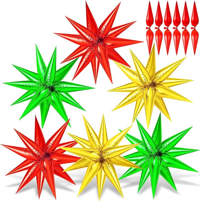 72 PCS Gold Red Green Star Balloons, Spike Balloons by GCTWFYK