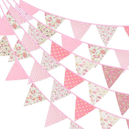 G2PLUS 39Ft Triangle Bunting Banner, Reusable Cotton Triangle Flags Party by G2PLUS