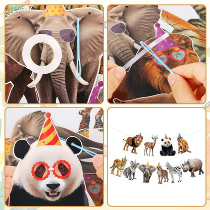 Hooqict Safari Animals Happy Birthday Banner Animal Birthday Decorations Party - Image 8
