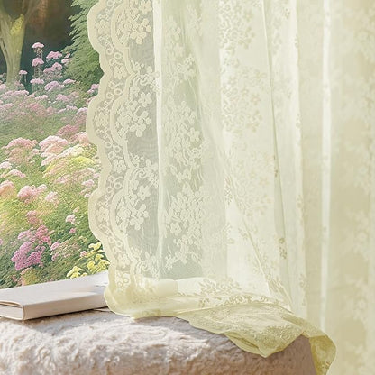 Anmao Vintage Lace Curtains 54 Inches Long 2 Panels Set, Romantic Elegant Light by Anmao
