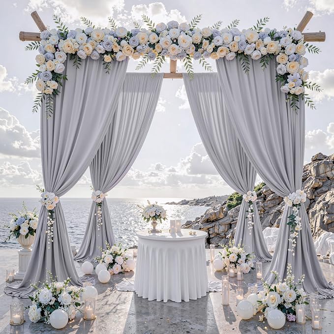 30 ft x 10 ft Wrinkle Free Silver Backdrop Curtain - Image 2
