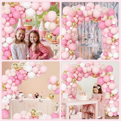 Amandir 144Pcs Pink Balloons Garland Arch Kit | Light Pink Gold White Confetti - Image 6