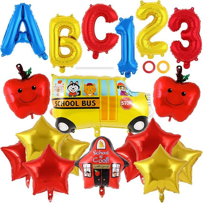 18 Pcs Large Back to School Balloons, Colorful Star Bus House ABC Foil Balloons by YOTHORN