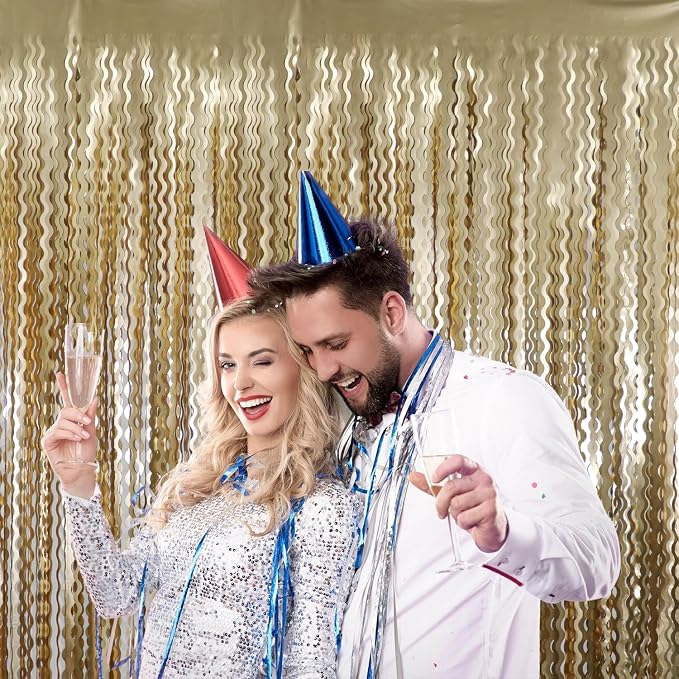 GOER Metallic Tinsel Foil Fringe Curtains Party Photo Backdrop Party Streamers - Image 4