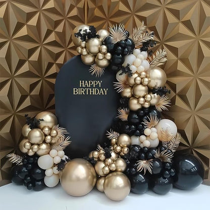 Black and Gold Balloon Arch Kit 138Pcs Chrome Gold Sand White Star Foil Balloons - Image 7