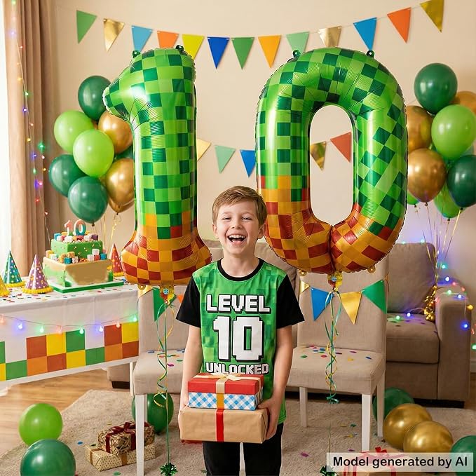 40 Inch Pixel Foil Number 10 Balloon - Image 6