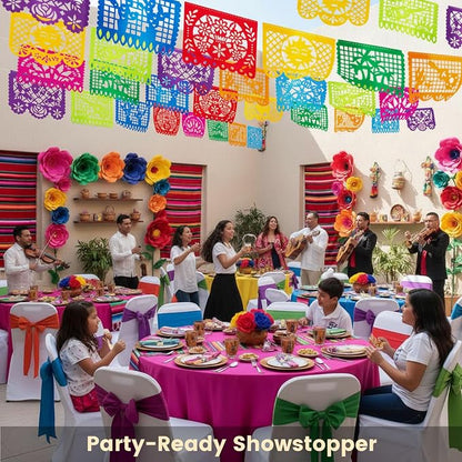 DOMESTAR 2 Packs 36 FT Mexican Party Banners, Fiesta Party Decoration | Papel - Image 2