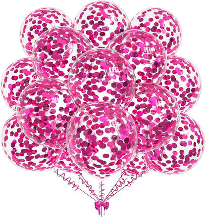 50pcs Hot Pink Foil Confetti Balloons, 12 inch Latex Balloon by KALOR