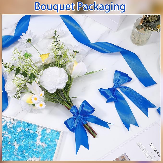 woric Royal Blue Ribbon 1 1/2 Inch 60 Yards Blue Satin Ribbons | Graduation - Image 5
