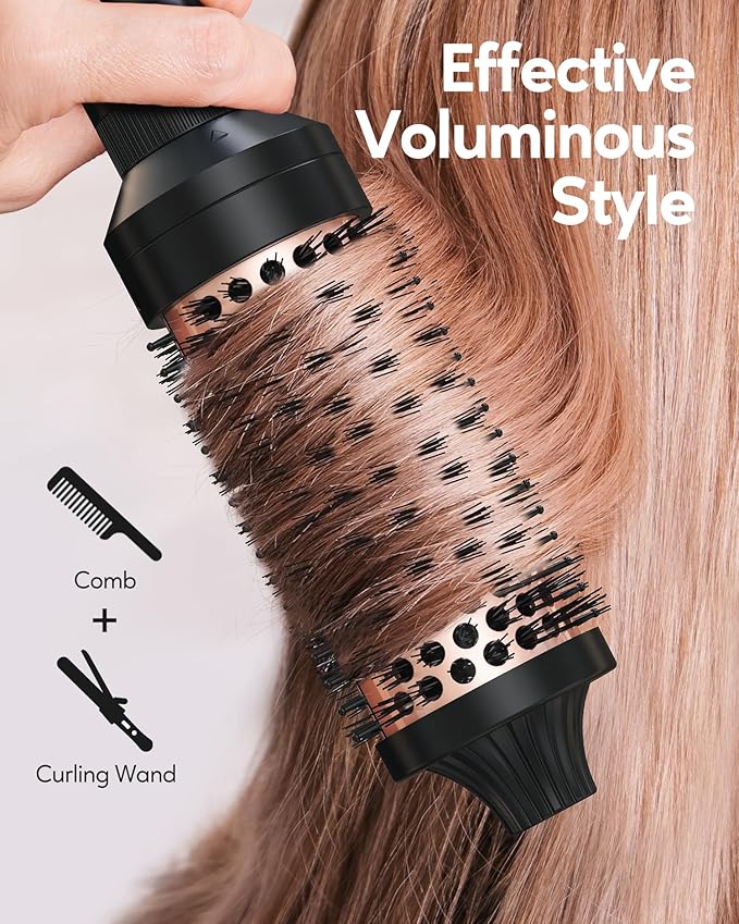 Terviiix PRO Thermal Brush Set for Voluminous Style, Non-blowing Heated Round Brush with Adjustable Temp, 3-in-1 Curling Brush with Detachable Head(1.25'',1.5'',1.77''), 20S Fast Heating with Dual MCH