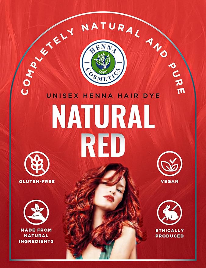 Natural Henna Hair Color Dye, 100% Pure Henna Powder for Hair Growth Organic (Natural Red, 100 Gr + Free 50 Gr.)