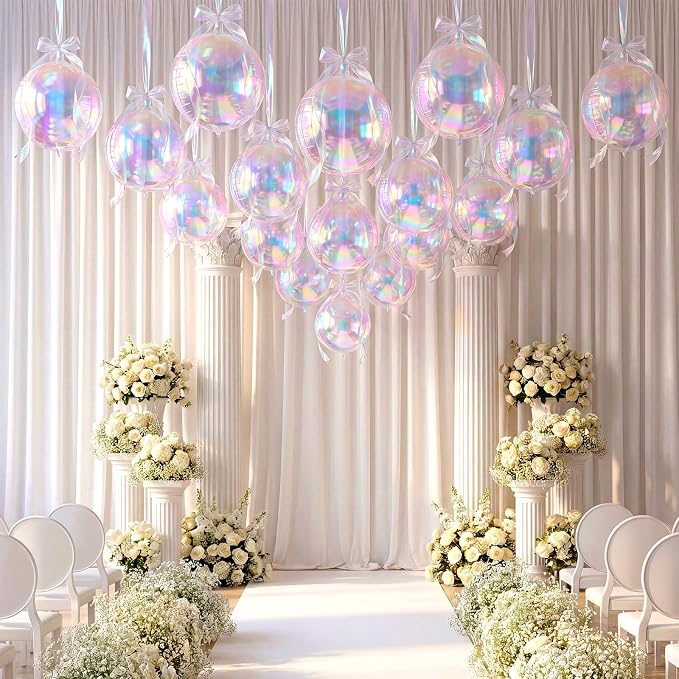 20 Pcs Metallic Iridescent Foil Balloons Giant 22 Inch 4d Round Metallic - Image 6