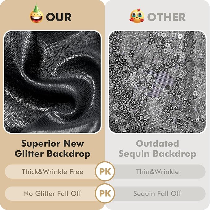 40ftx10ft Shimmer Black Sequin Backdrop Curtain - Image 2