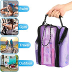 Cosmos Mesh Shower Caddy Toiletry Organizer Hanging Shower Tote Bag, Quick Dry Shower Organizer Portable Bath Bag with Durable Zippers & Side Pockets for Travel Gym Swimming Beach & Camp (Purple)