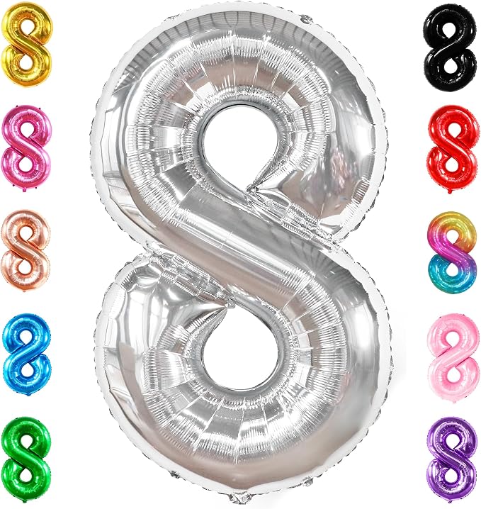 KatchOn, Giant Silver Number 8 Balloon by KatchOn