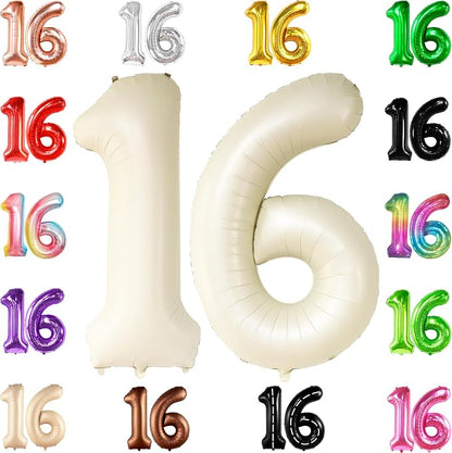 KatchOn Cream 16 Balloon Numbers 40 Inch | 16 Birthday Balloons, Sweet 16 by KatchOn