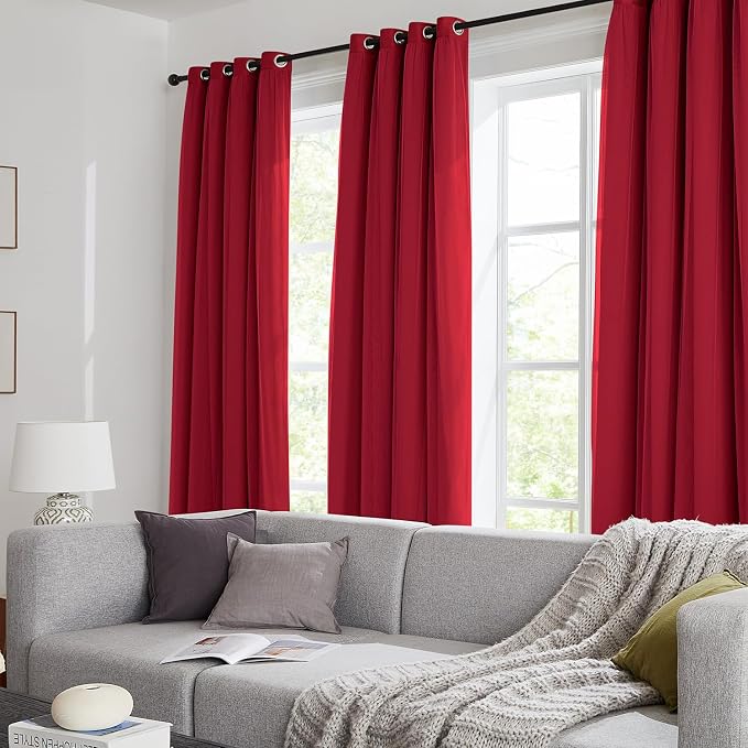 100% Blackout Curtains for Bedroom, Double Layer Red Curtains, Room Darkening - Image 9