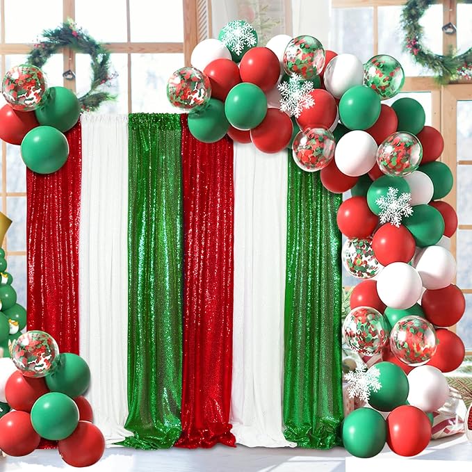 Red Sequin Backdrop Curtains-4 Panels 2FTx8FT Red Backdrop - Image 3