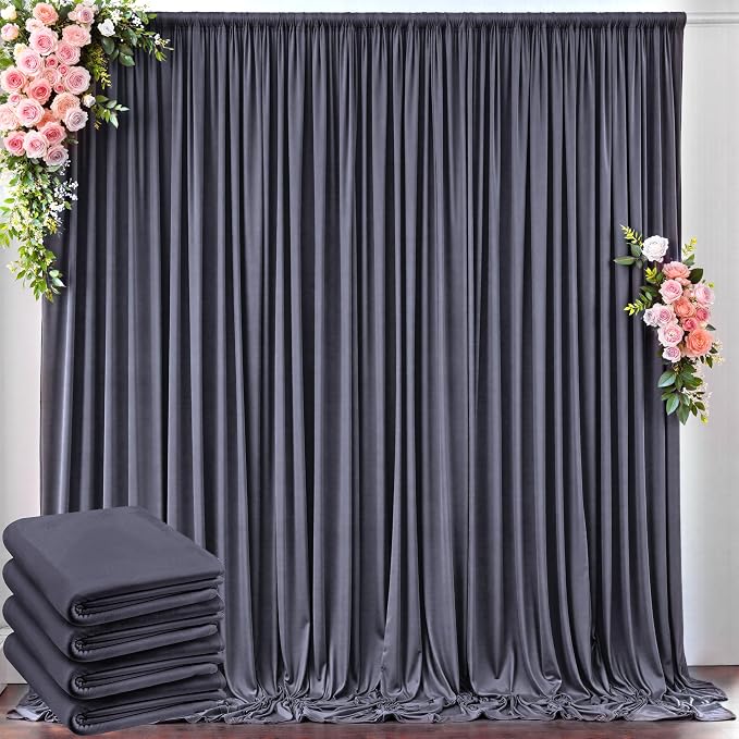 20 ft x 10 ft Wrinkle Free Charcoal Backdrop Curtain by Outpain