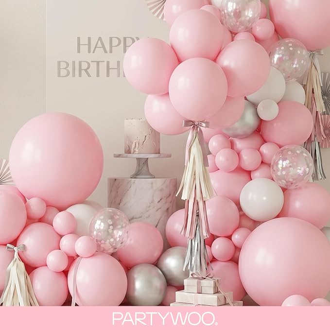 PartyWoo Baby Pink Balloons 127pcs Pastel Pale Light Pink Color | 36 18 12 10 5 - Image 8