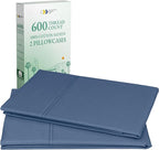 CALIFORNIA DESIGN DEN Luxuriously Soft Hotel Quality 600 Thread Count, 100% Cotton Set of 2 Cases, Crisp & Cool Pillow Cases King Size, Set of 2, Fits King Pillows (Dark Blue)