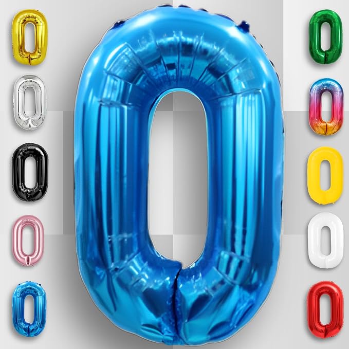 Blue Number Balloon 0 Mylar Foil Balloons 16 inch - Image 3