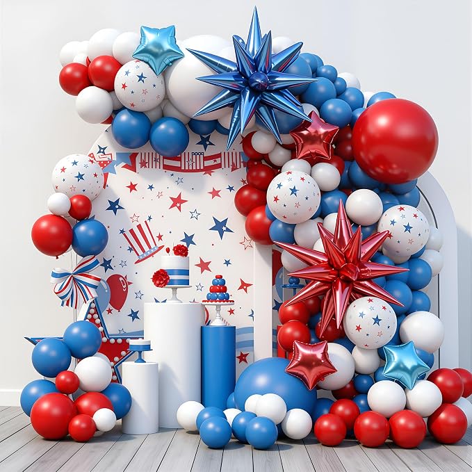 164pcs Red White and Blue Balloon Arch Garland Kit 4th of July | Patriotic by SANERYI