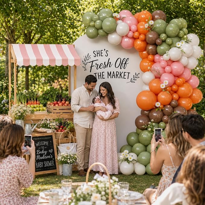 Farmers Market Balloon Arch Garland Kit Sage Green Dusty Pink Brown Orange - Image 4