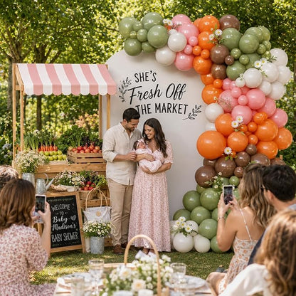 Farmers Market Balloon Arch Garland Kit Sage Green Dusty Pink Brown Orange - Image 4