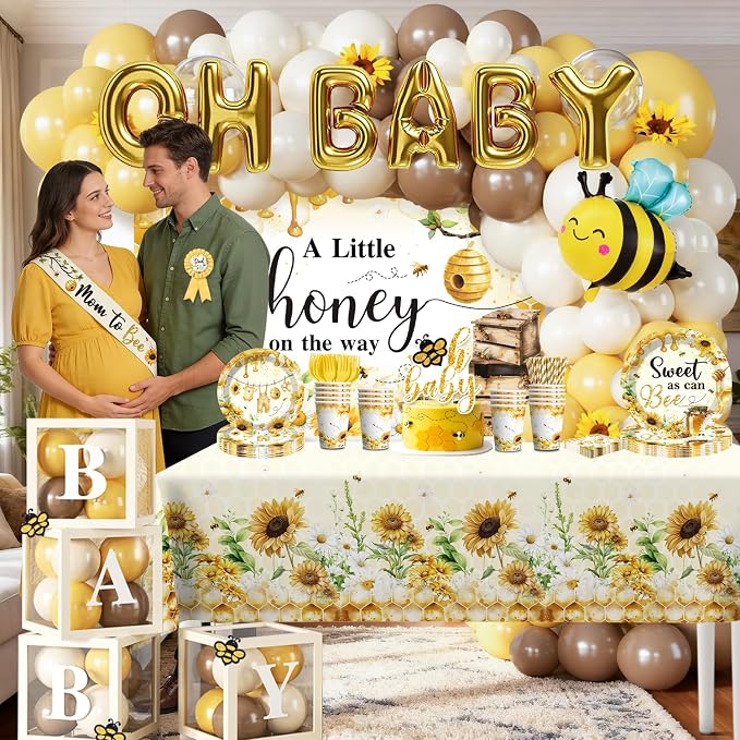 Cocomigo 257Pcs Bee Baby Shower Decorations, All-in-One Set - Image 7