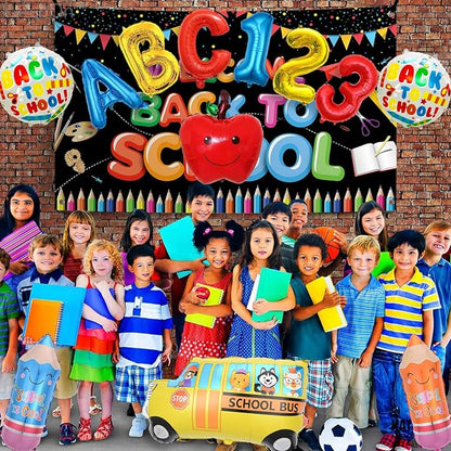 12 Pcs Back to School Balloons, School Bus Balloon, Letter Balloons Pencil Foil - Image 6