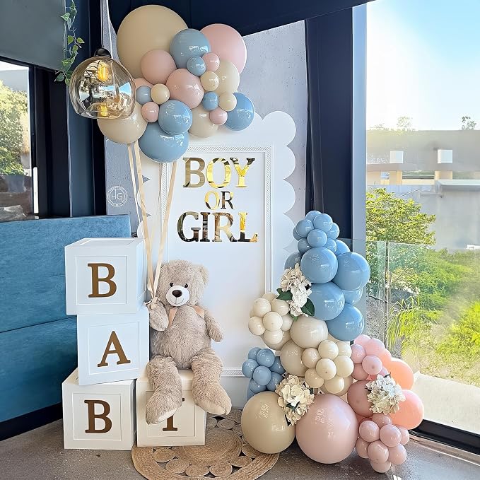 Dusty Pink Blue Balloon 60 Pcs Gender Reveal Balloons Blush Pink Slate Blue - Image 4