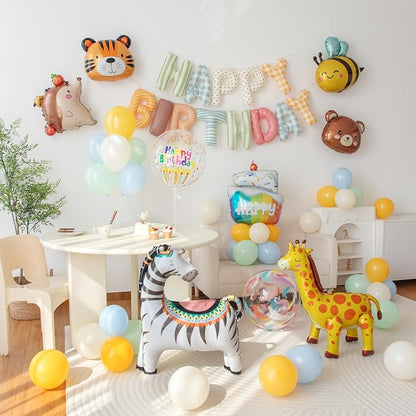 Animals Happy Birthday Foil Balloon Decorations Kit by Vrukiaa