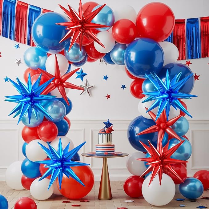 Red Blue Star Balloons, 22/27 Inch Blue And Red Star Shaped Balloons, Aluminum - Image 5