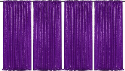 JYFLZQ Purple Sequin Backdrop Curtains 2ft x 8ft 4 Panel Glitter Photo Booth by JYFLZQ
