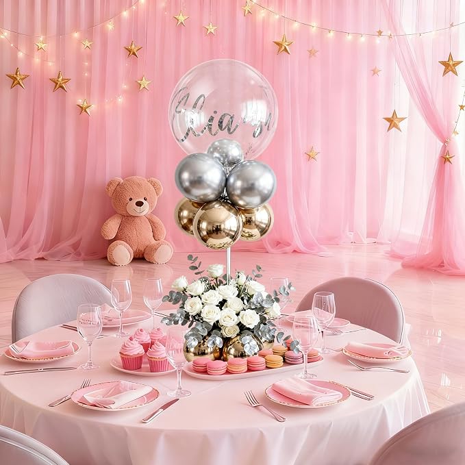 Aneco 12 Pieces Clear Acrylic Balloon Stand Set 15.7 Inches Height Balloon - Image 6
