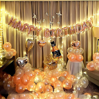 16 Inch Rose Gold Happy Birthday Balloons Banner, Aluminum Foil Letters Happy - Image 3