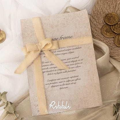 Ribbli 3 Rolls Nude Ribbon 5/8 Inch x 18Yards Beige Handmade Cotton Frayed - Image 2