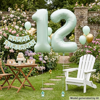40 Inch Number 12 Balloon for 12th Birthday Decorations Olive Green | Large - Image 3