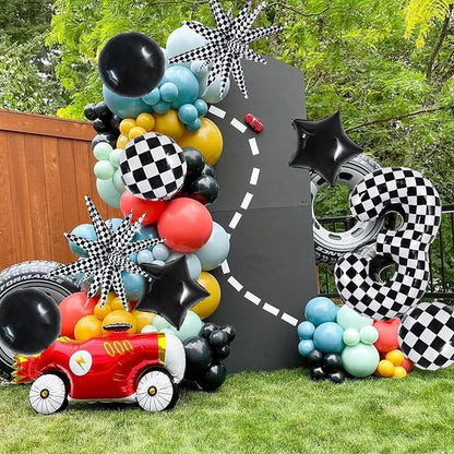 TONIFUL 3rd Birthday Balloons Kit 40 Inch Checkered Number 3 Foil Balloon | - Image 4