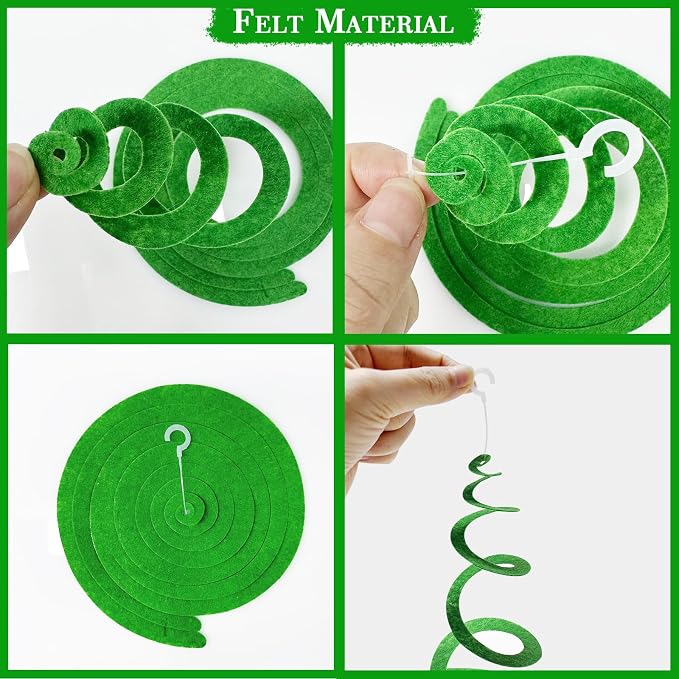 36Pcs Green Hanging Swirl Decorations Ombre Green Felt Swirl Streamer Spiral - Image 3