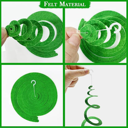 36Pcs Green Hanging Swirl Decorations Ombre Green Felt Swirl Streamer Spiral - Image 3