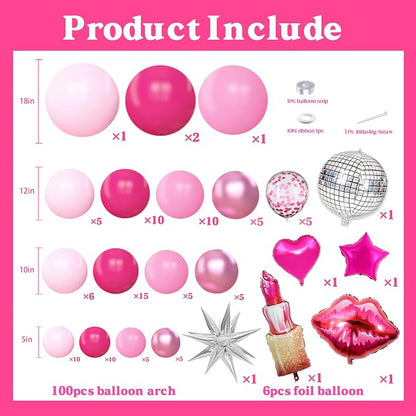 106pcs Hot Pink Balloon Garland Arch Kit - Image 2