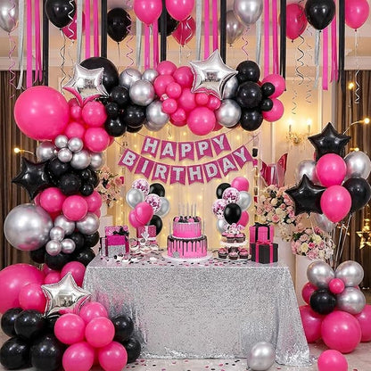 APLANET 150pcs Hot Pink Balloons Different Sizes 18 12 10 5 Inch Latex Magenta - Image 5